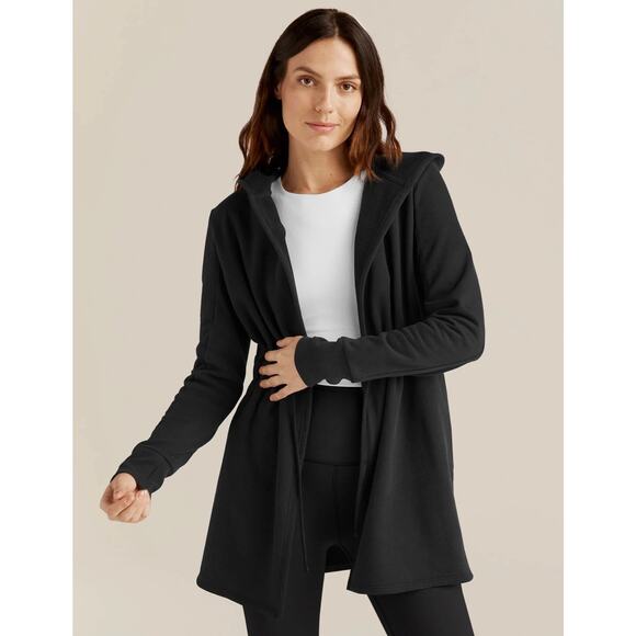 Beyond Yoga On the Go LuxeFleece Hooded Jacket Black Gym Travel Womens Small - Picture 1 of 7